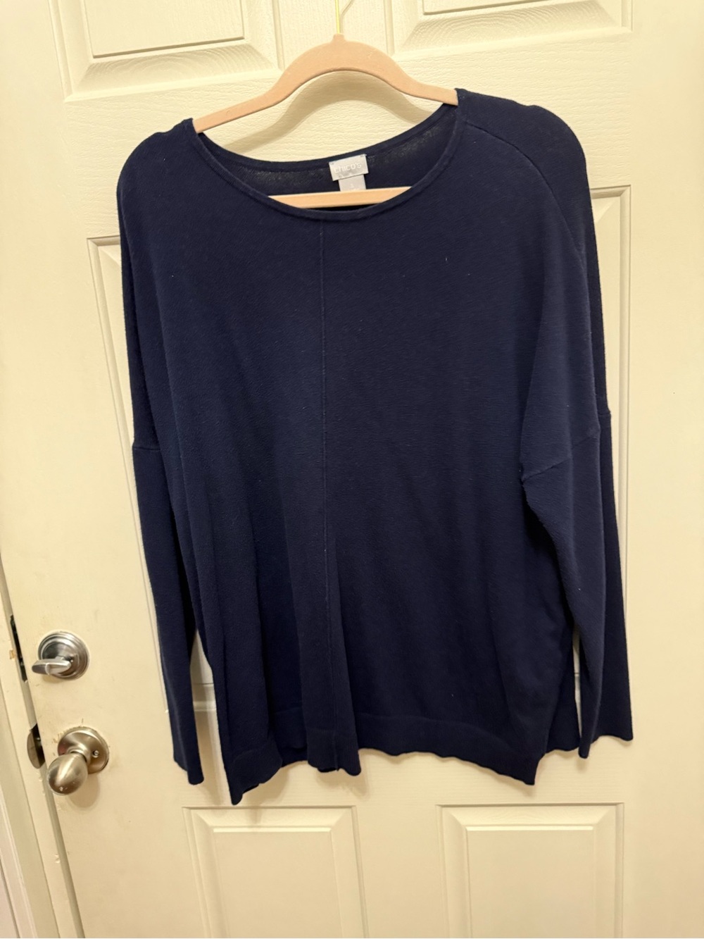 Chico's Navy Crewneck Relaxed Sweater